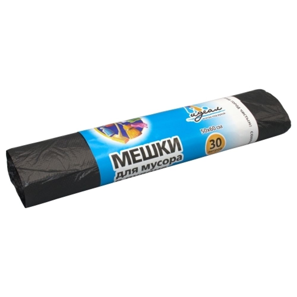 Мешки мусорные в рулонах 30л 50х60см 10мкм Идеал (30/1500шт)