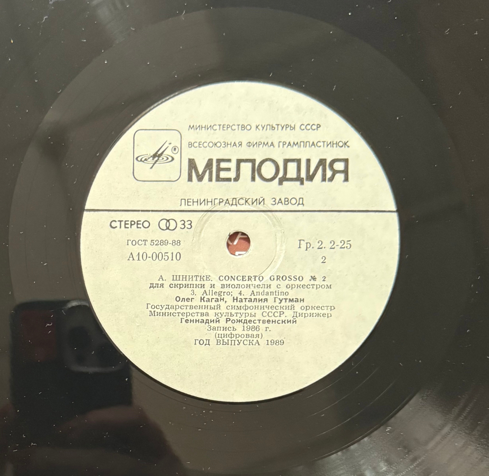 Виниловая пластинка Шнитке – Г.Рождественсий LP Мелодия