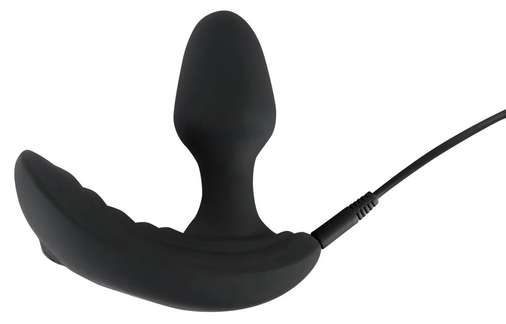 Черный вибростимулятор простаты Butt Plug с функцией расширения - 10,7 см. (Цвет: черный)