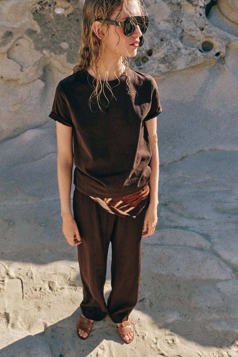 ХЛОПКОВАЯ ФУТБОЛКА В СТИЛЕ РУСТИК — ZARA