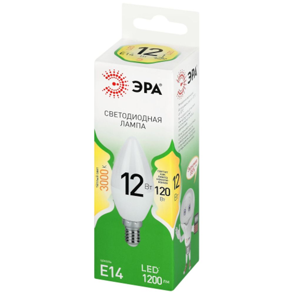 Лампа светодиодная ЭРА GREEN LINE LED B35-12W-830-E14 GL 12Вт свеча теплый свет E14 | Лампы cветодиодные Свеча (B/C)