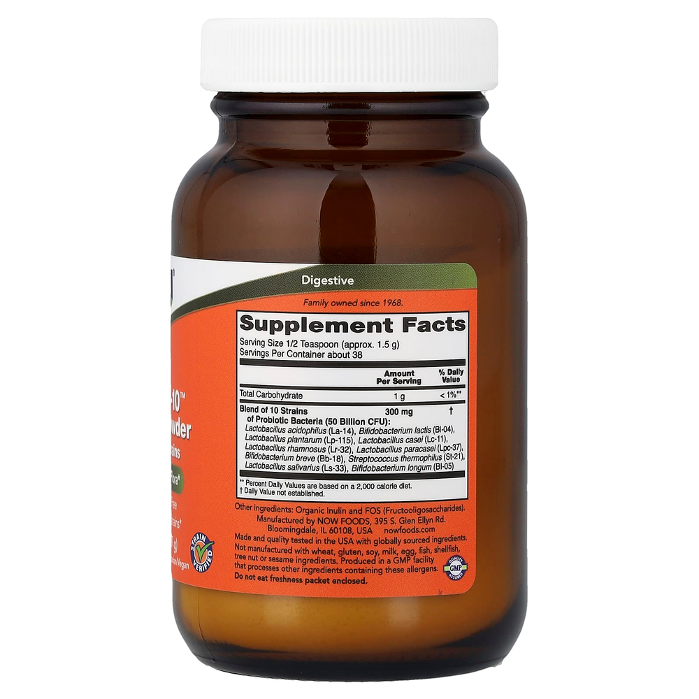 NOW Foods, Probiotic-10, порошок, 57 г (2 унции)
