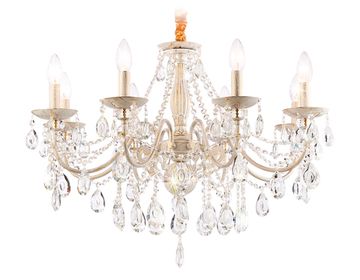 Подвесная люстра с хрусталем 8*Е14 TR4945/8 WH/GD/CL белый/золото/прозрачный Traditional Ambrella
