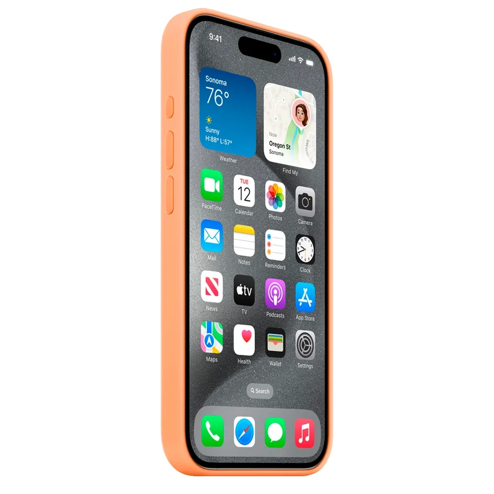 Силиконовый чехол с поддержкой MagSafe Apple Silicone Case для iPhone 15 Pro Max, Orange Sorbet (Апельсиновый сорбет)