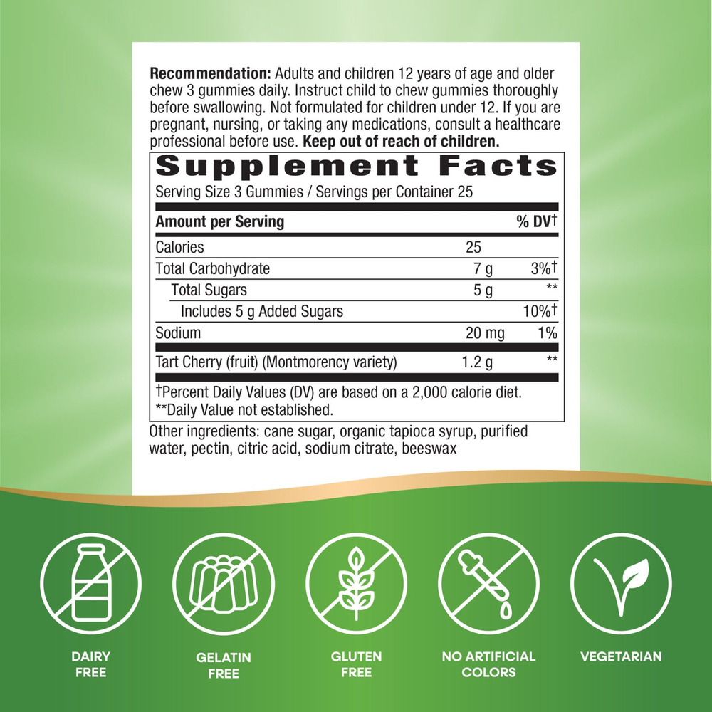 Nature's Way, Tart Cherry Ultra Gummies, вишня, 75 жевательных таблеток