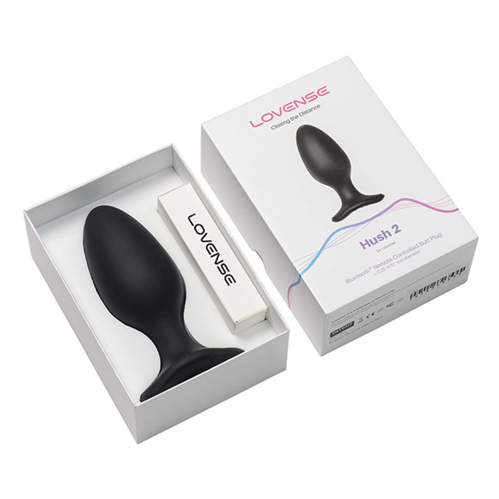 Черная анальная вибропробка 5,7см с управлением через приложение Lovense Hush 2 Anal Vibrating Butt Plug Size L Black