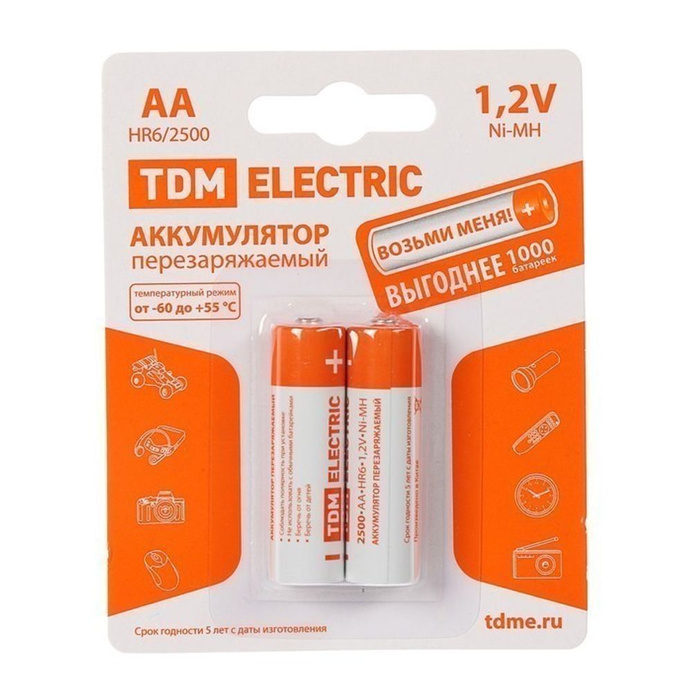 Аккумулятор TDM AA 2500mAh Ni-Mh