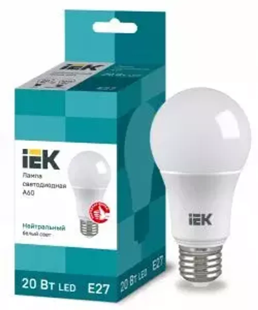 Светодиодная лампа IEK A60 20Вт 230В 4000К E27 код. 394473