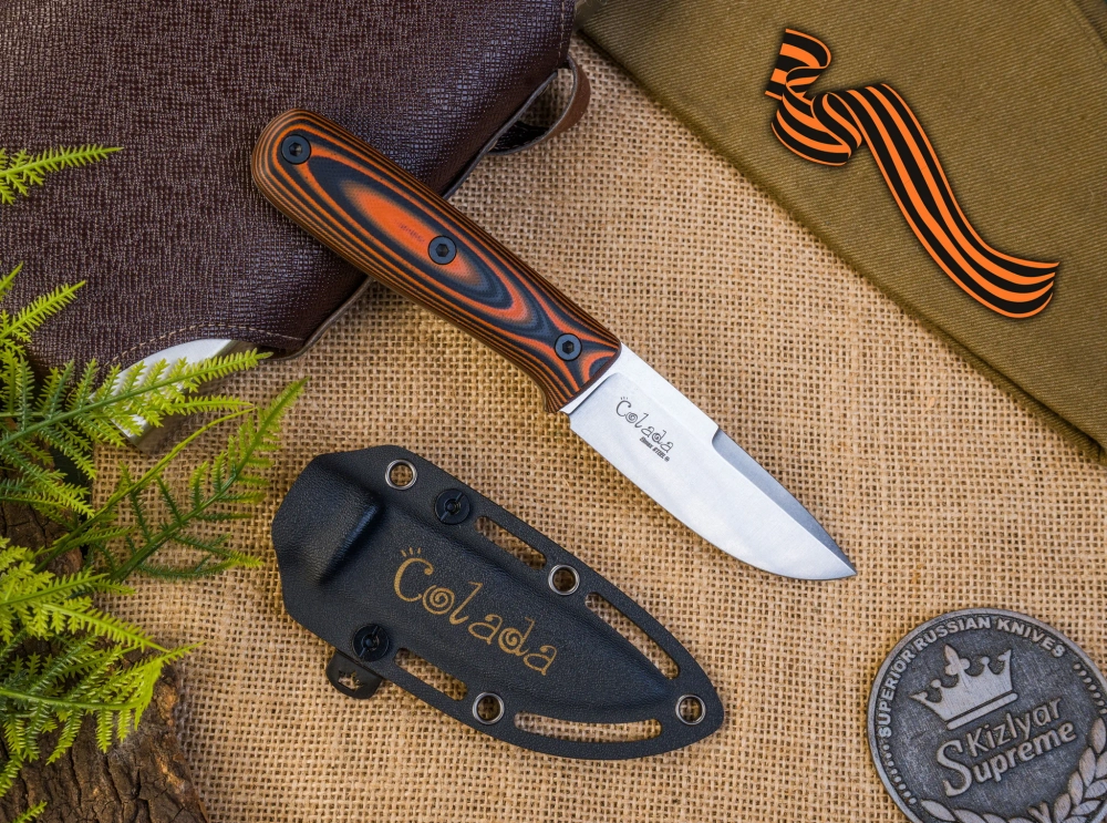 Туристический нож Colada Elmax (Cryo) StoneWash Black-Orange G10