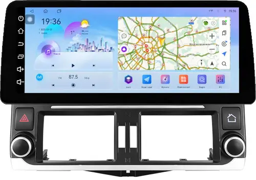 Магнитола для Toyota Land Cruiser Prado 150 2009-2013 (ШГУ 7", рамка LUX) - FarCar S500+TS10 монитор 12.3" 2K QLED на Android 14, Быстрая, CarPlay, 4G SIM-слот