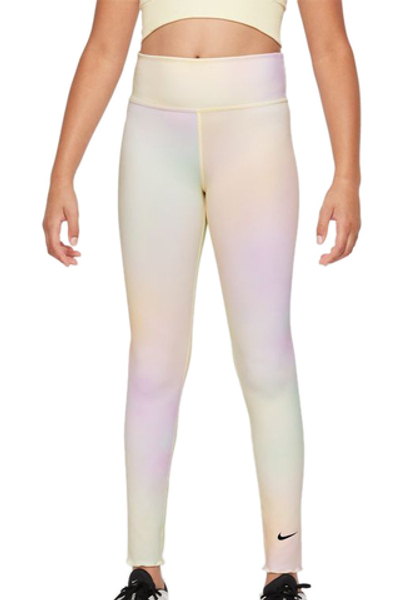 Штаны для девочки теннисные Nike Dri-Fit One Aura Printed Training Tights G - light lemon twist/black