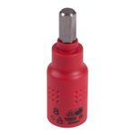 KING TONY (3025VE08) Насадка (бита) торцевая диэлектрическая 3/8", HEX, 8 мм, L = 65 мм
