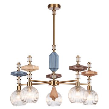 Люстра на штанге 5*E14 5414/5 античная бронза/терракот/синий Modern Terra Odeon Light EXCLUSIVE
