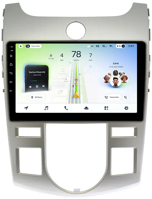 Магнитола для KIA Cerato 2 2008-2013 (климат, рамка серебро) - Teyes CC4L-DTS монитор 9" IPS, Android 14, Быстрая, Snapdragon 662, CarPlay, 4G SIM-слот