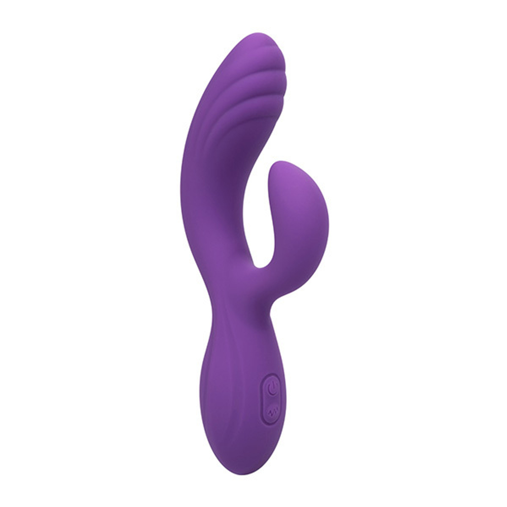 Фиолетовый вибратор-кролик 19см California Exotic Stella Liquid Silicone C Curve SE-4368-45-3