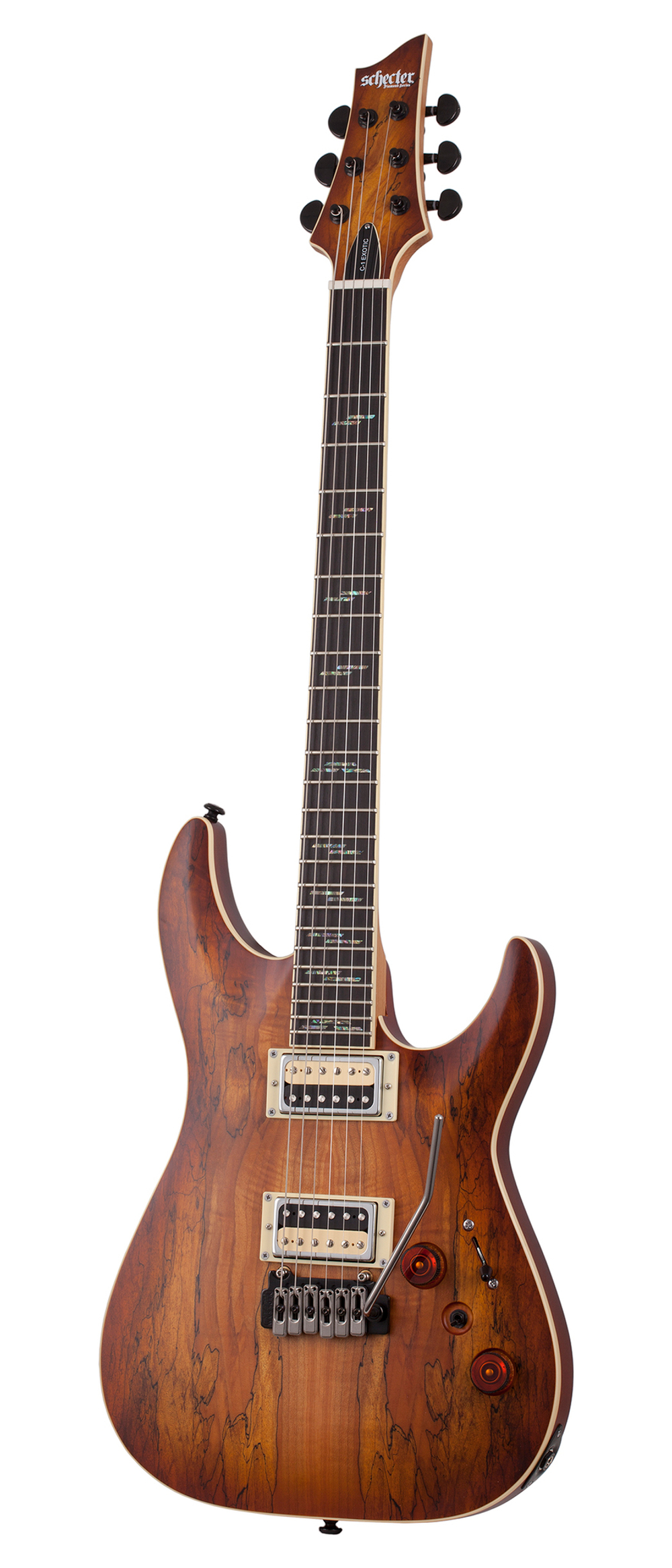 SCHECTER C-1 EXOTIC SPALTED MAPLE Satin Natural Vintage Burst