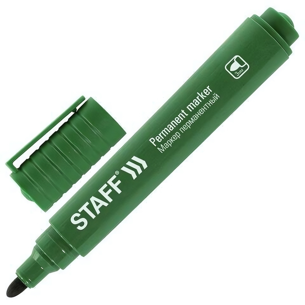 Маркер перманентный 3мм. круг.нак., зеленый "Basic Budget PM-125" (STAFF)