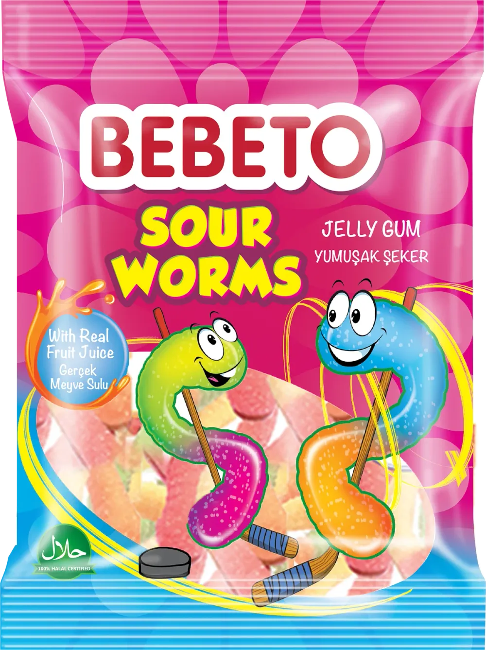 Мармелад ВЕВЕТО SOUR WORMS лим.виногр.виш.тутти-ф.апельс 80г