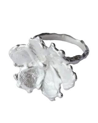 Кольцо Большой цветок, белый фианит / Big Stone Flower White