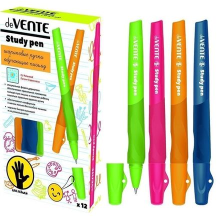 Ручка шариковая deVente Study Pen для левшей, синяя, 0.7мм, 1шт.