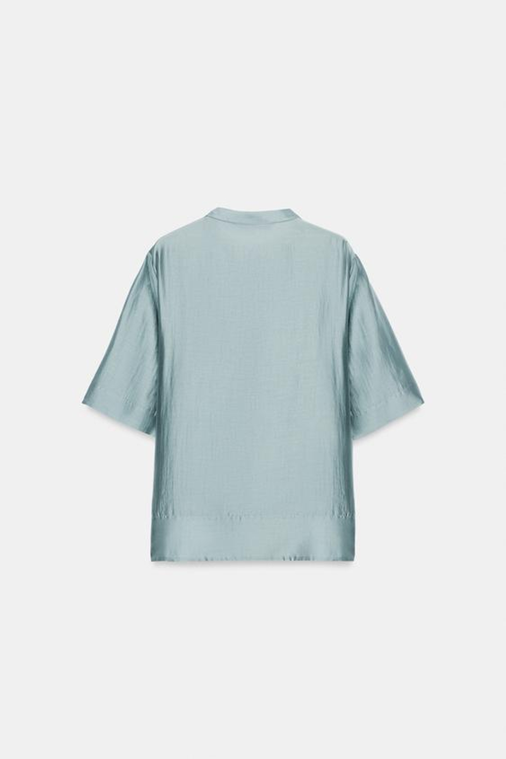 ZARA СТРУЯЩАЯСЯ БЛУЗА С КОРОТКИМИ РУКАВАМИ — ZW COLLECTION, СЕРО-СИНИЙ