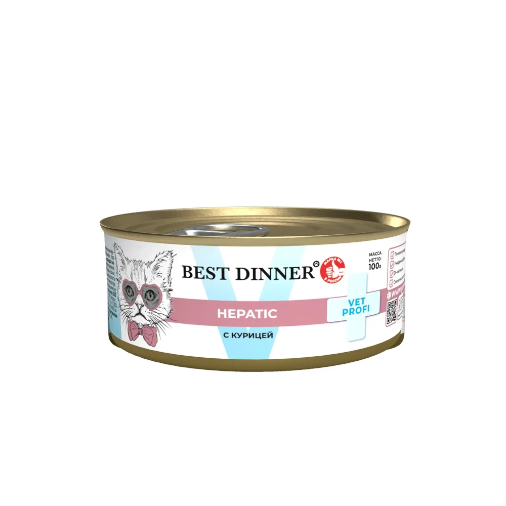 BEST DINNER VET PROFI Консервы для кошек при заболеваниях печени, курица, 100 г