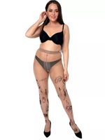 Колготки +size с принтом в виде мини-тату (Размер: XL-XXL-XXXL) (Цвет: бежевый)