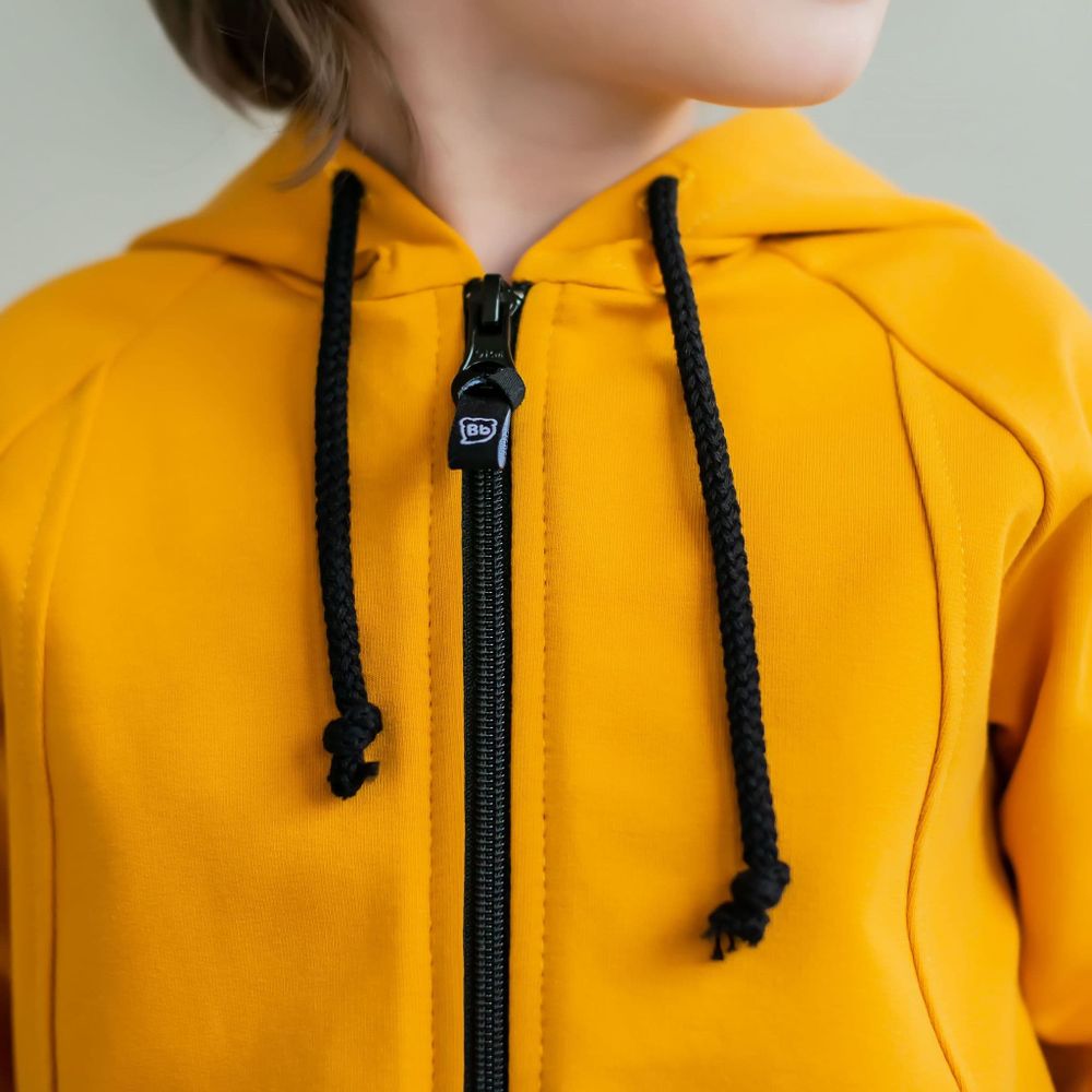 Толстовка с капюшоном на молнии "Горчица" облегченная