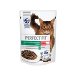 Влажный корм Perfect Fit для взрослых кошек с говядиной в соусе 75 г