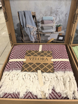 Velora Home Плед Двухцветный-2 V дизайн бордовый цвет 200х230 100% Хлопок
