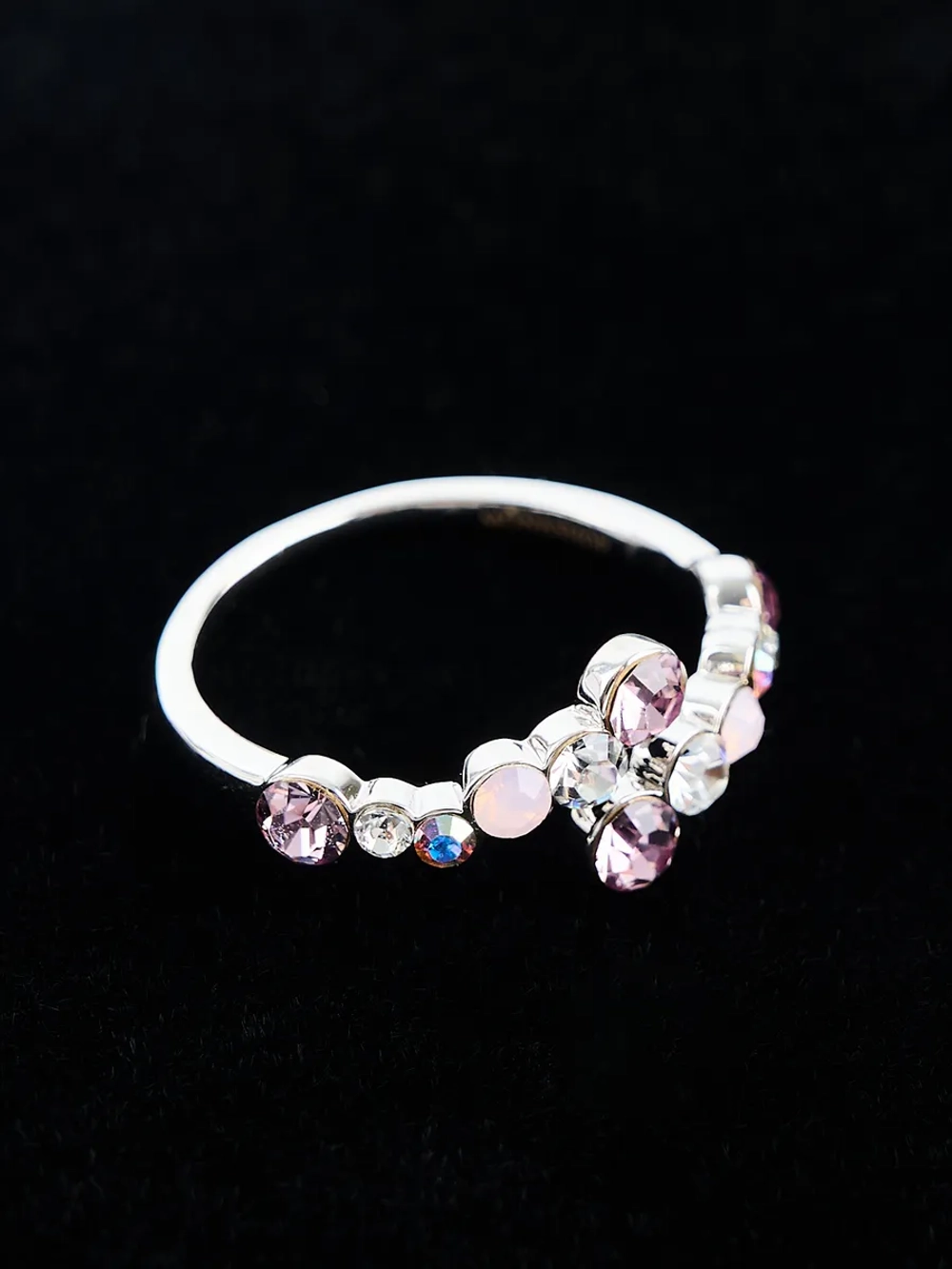 Кольцо Млечный путь с розовыми кристаллами Swarovski