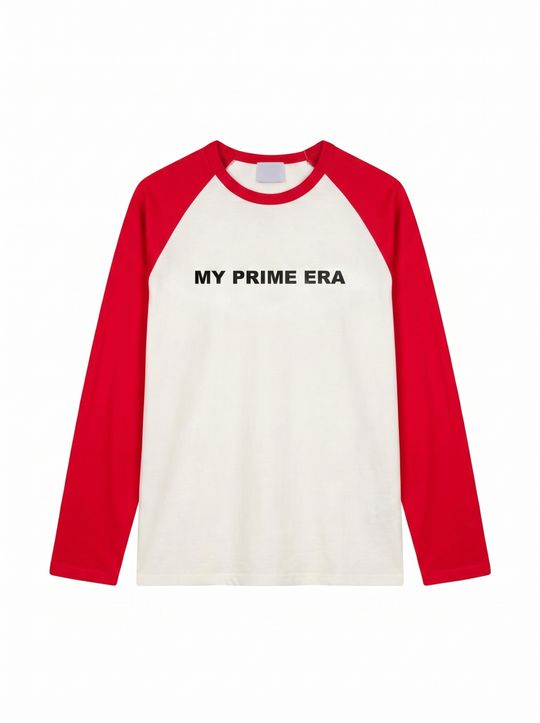 Лонгслив с контрастными рукавами "My prime era"