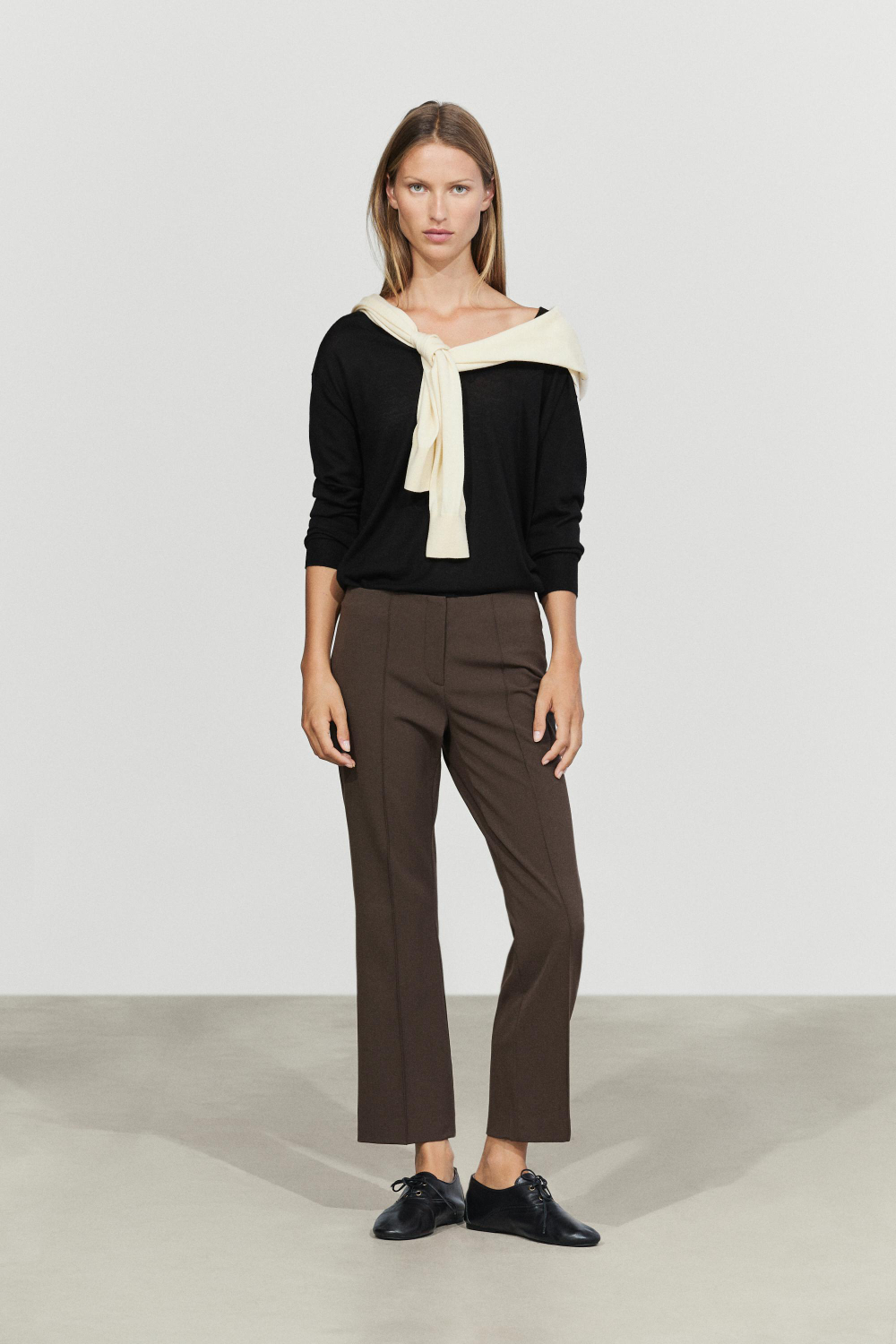 Massimo Dutti Брюки-клеш из шерстяной смеси, коричневый