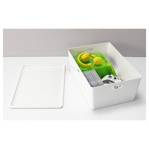 Контейнер с крышкой IKEA KUGGIS (КУГГИС), Пластик, Белый, 37x54x21 см