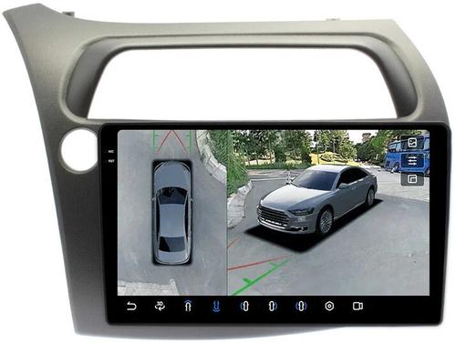 Магнитола для Honda Civic 8 хэтчбэк 2006-2011 левый руль - FarCar BX3233M-360 монитор 9.5" 2K QLED на Android 13, Быстрая, CarPlay, 4G SIM-слот, 4 камеры в комплекте