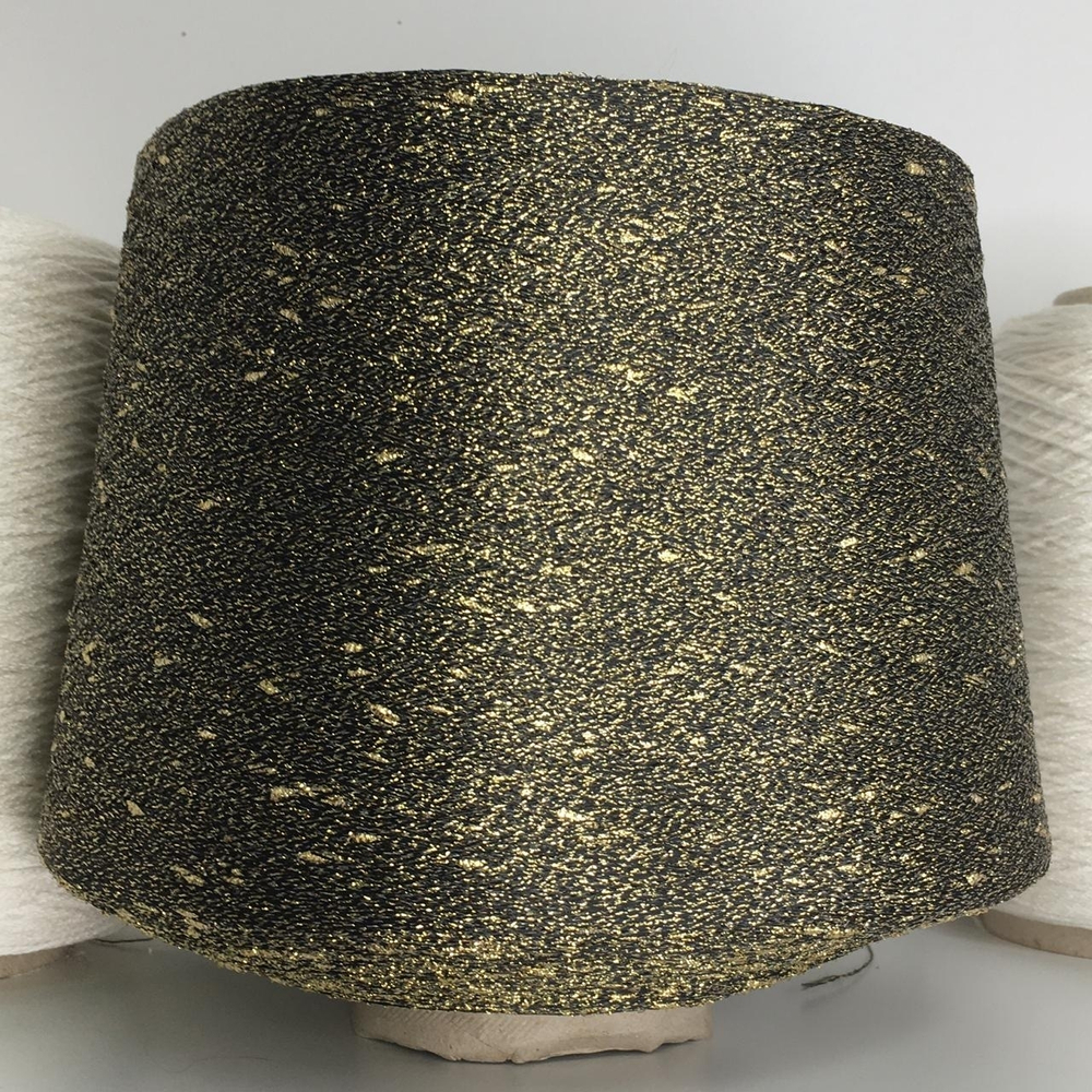 OLANCHO - Filati Color S.R.L.; люрекс, п/а; 1500м/100гр; золотой люрекс с печатями на чёрной нити; S718; Есть бобинки: 41, 108, 126, 222 гр. MP