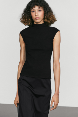 Massimo Dutti Топ из эластичной ткани, черный