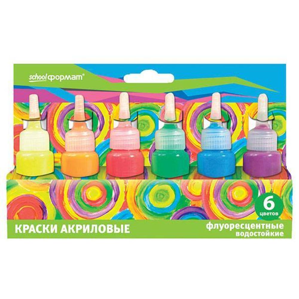 Краски акриловые COLOR GAME 27 мл 6 цв. флуор.