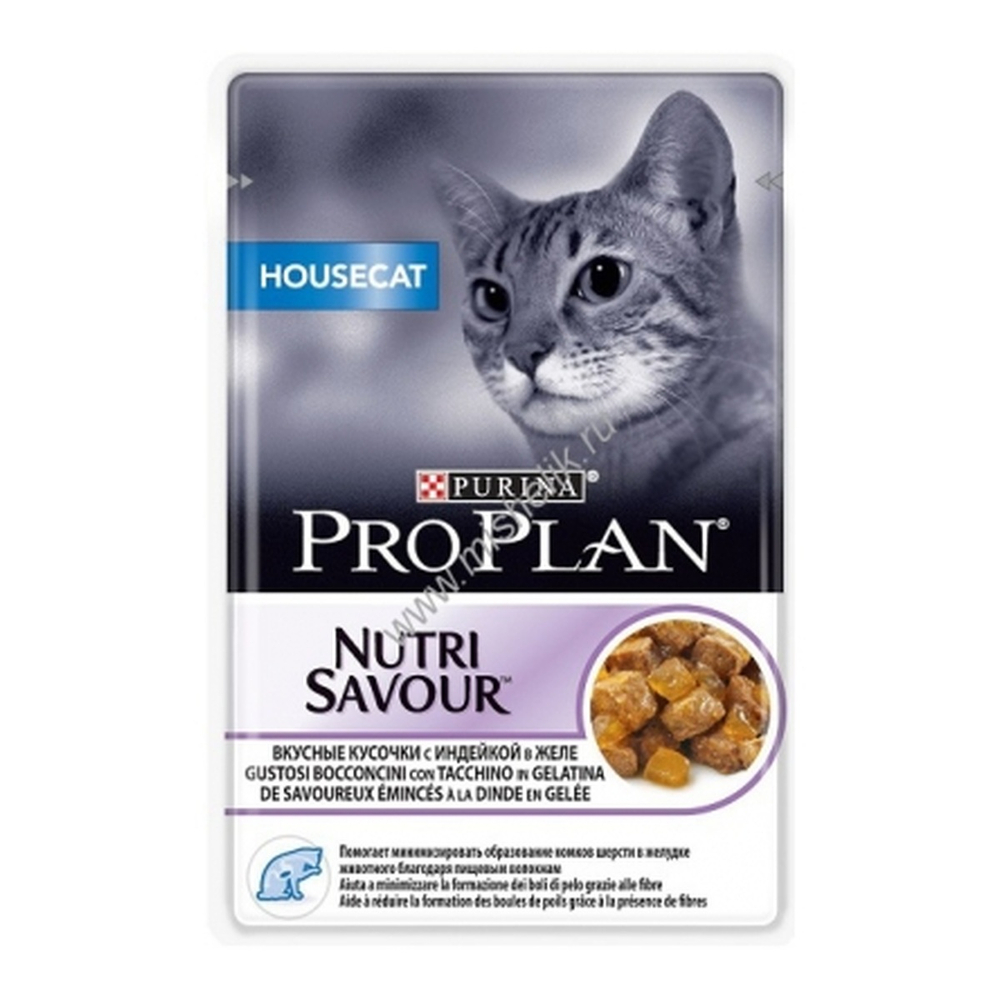 Pro Plan 85 г пауч влажный корм для взрослых кошек, кусочки с индейкой в желе