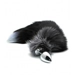 Анальный плаг с лисьим хвостом Black and White Fox Tail L от Alive