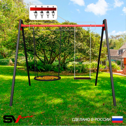 Уличные качели Sv Sport Maxi УК156.1В2 (2.4м/Гнездо 100см/Деревянные/Подвесы на втулке 2к)