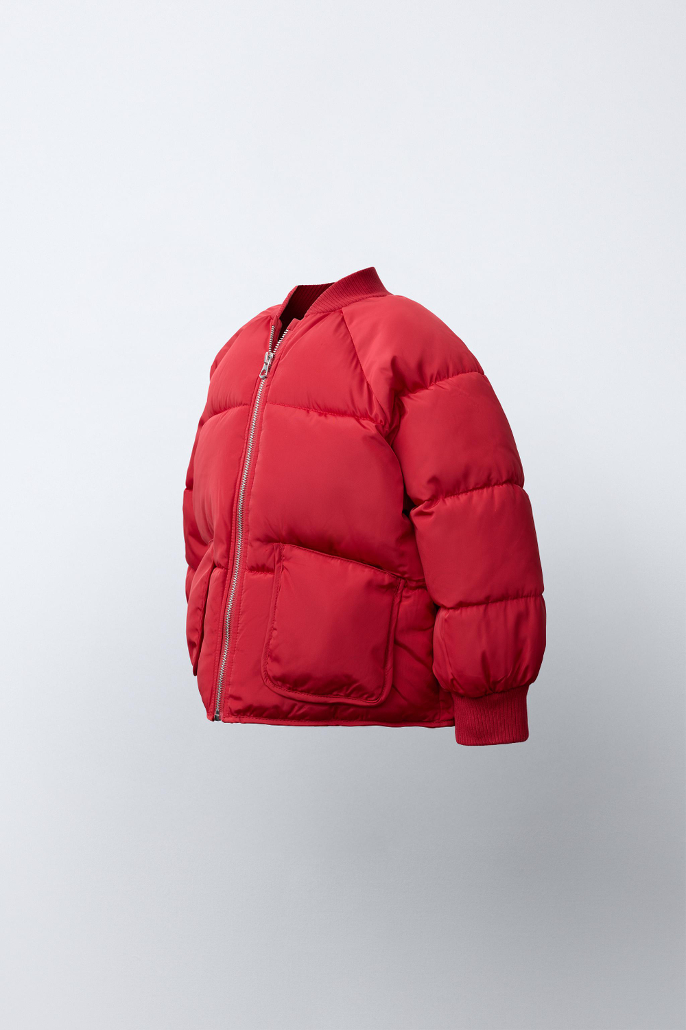 ZARA СТЕГАНОЕ ПАЛЬТО WATER REPELLENT, КРАСНЫЙ