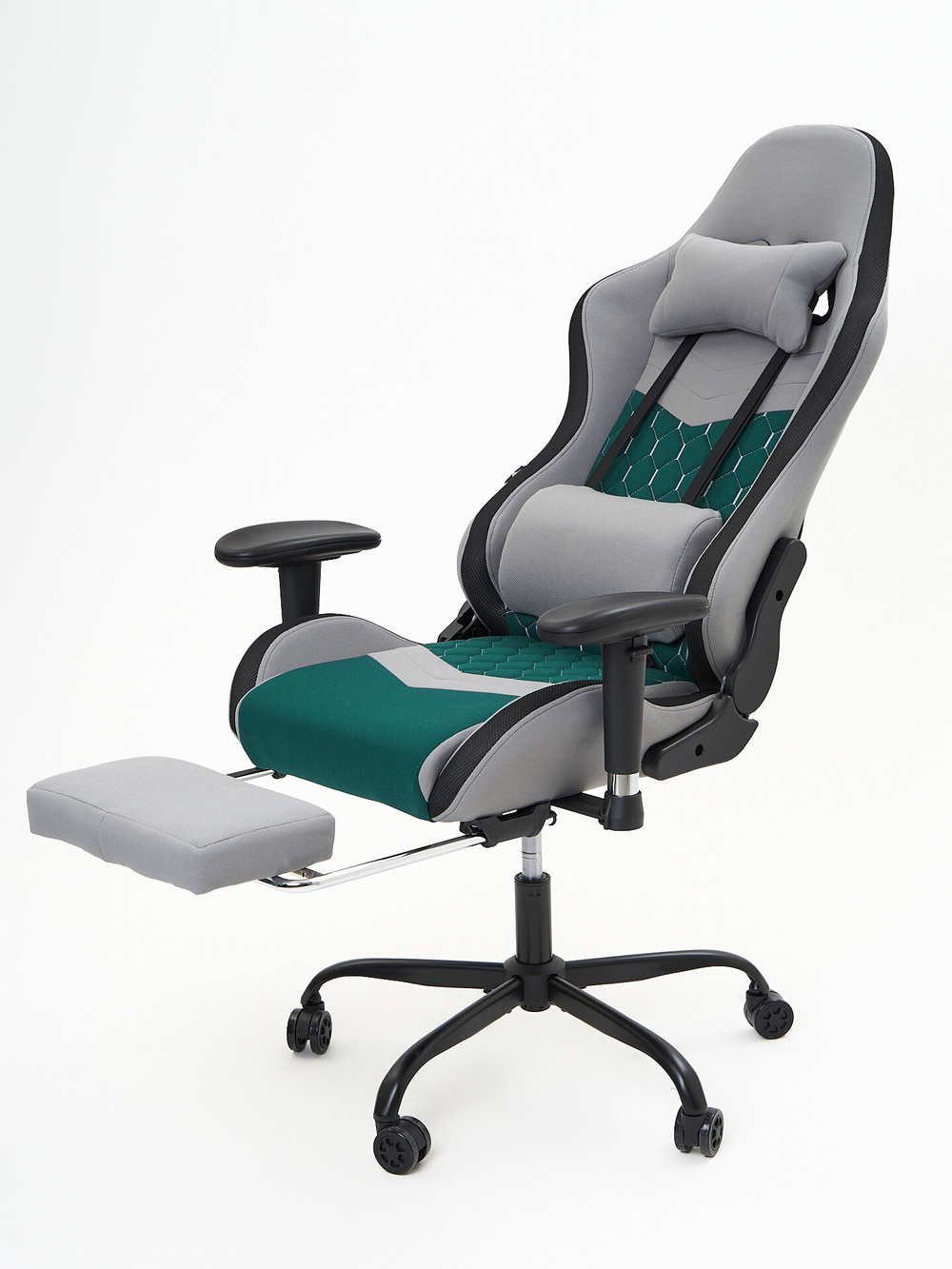 Кресло игровое компьютерное KRESLO COMFORT G-Tracer, с подсветкой, ткань, цвет: серо-зеленый