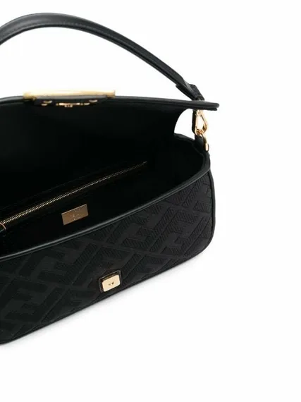 Сумка через плечо Fendi Baguette с логотипом FF черный