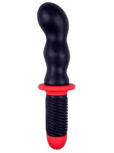 Анальный вибратор с 2 моторами MENZSTUFF BACK SWORD BULBED - 28 см. (Цвет: черный с красным)