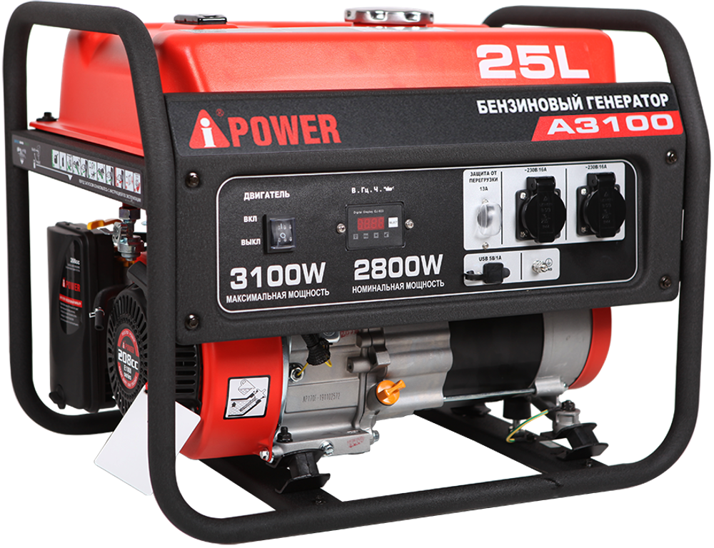 Портативный бензиновый генератор (3.1 кВт) A-iPower A3100