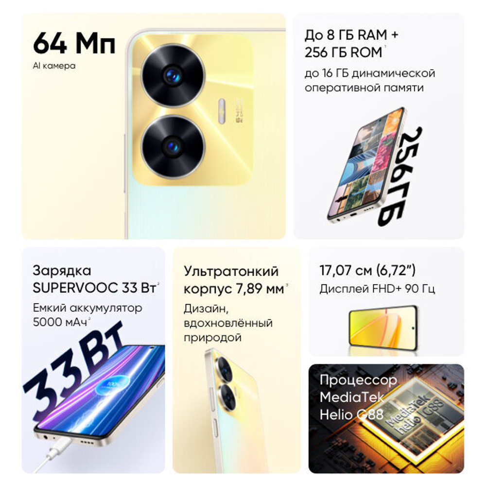 Смартфон realme C55 8/256 ГБ RU, Dual nano SIM, green
