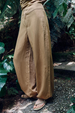 ЛЬНЯНЫЕ БРЮКИ С ШИРОКИМИ ШТАНИНАМИ И ШНУРКАМИ — ZARA