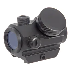 Коллиматор Target Optic 1x22, Weaver, красная марка, проставка, аккумулятор - вид сзади на низком кронштейне