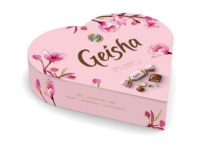 Шоколадные конфеты Fazer Geisha With love с фундуком и нугой (Сердце) 225 г (Из Финляндии)